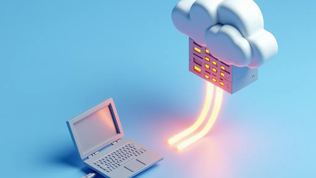 Isometric illustration of a local machine connected to a hosted server cluster, comparing local and hosted LLMs
